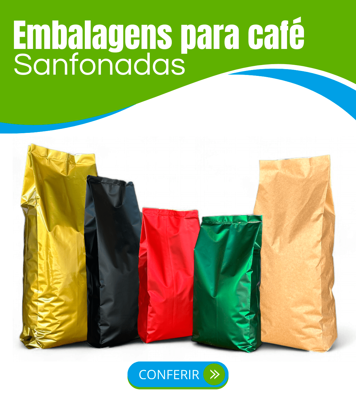 Destaque embalagens de café sanfonada