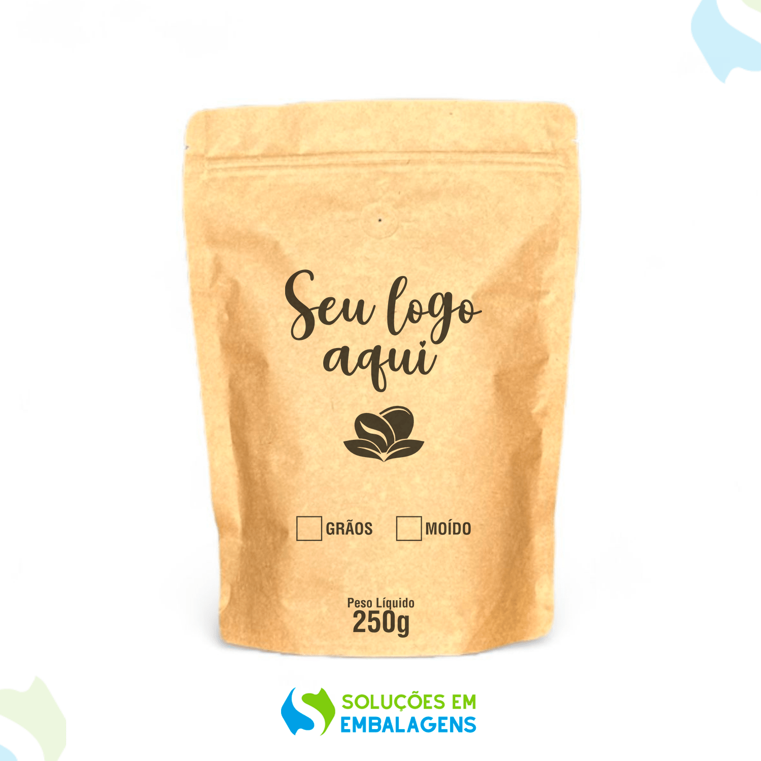 Embalagem para Café Stand Up Kraft 250g Personalizado 