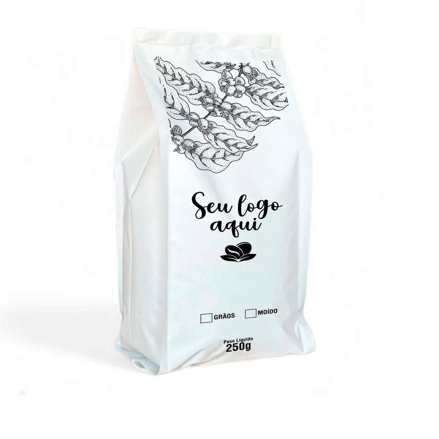 Embalagem para Café 250g Branco 4 Soldas Personalizado 