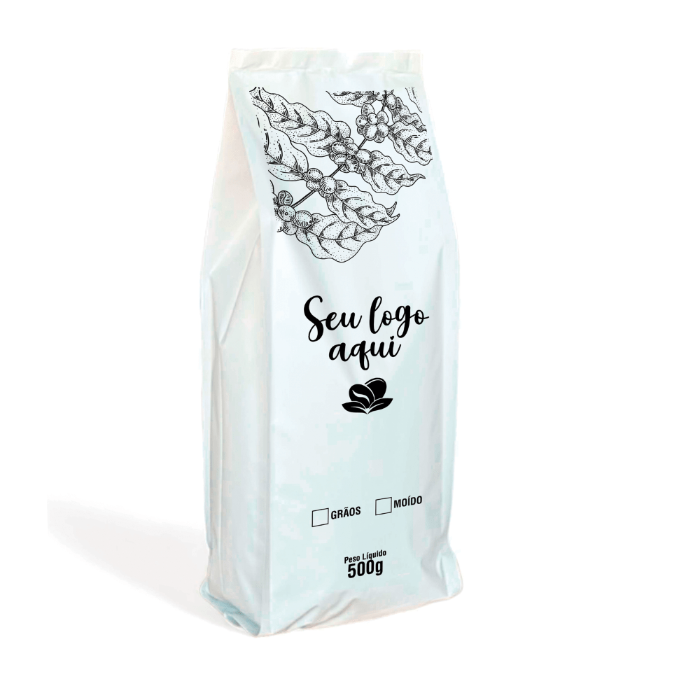 Embalagem para Café 500g Branco Fosco 4 Soldas Personalizado  