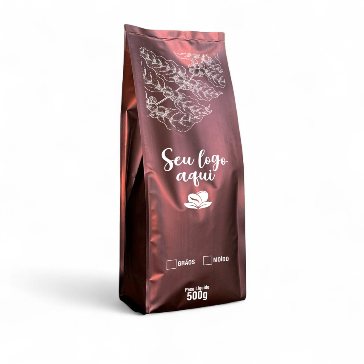 Embalagem para Café 500g Marrom 4 Soldas Personalizado 