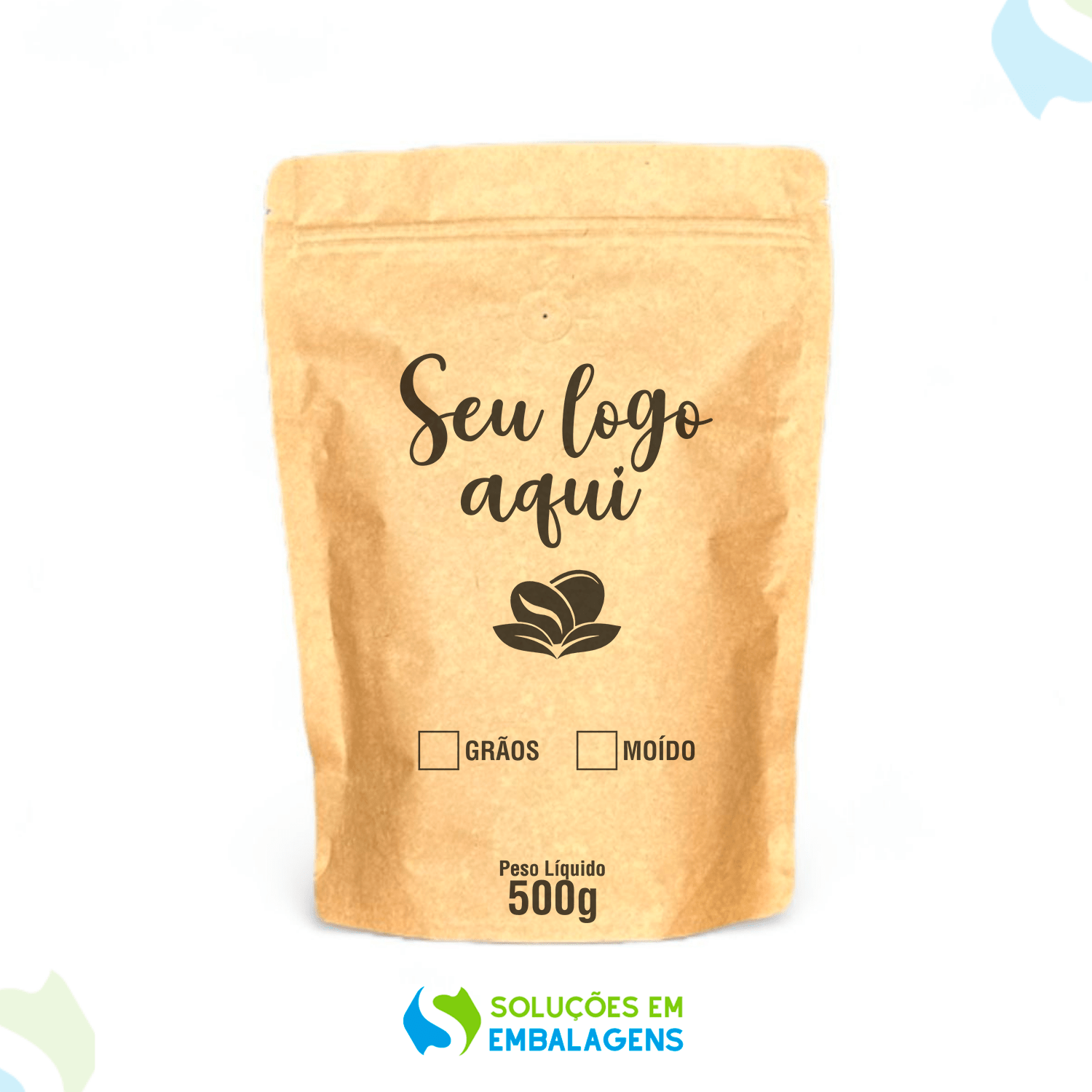 Embalagem para Café Stand Up Kraft 500g em Grãos Personalizado 