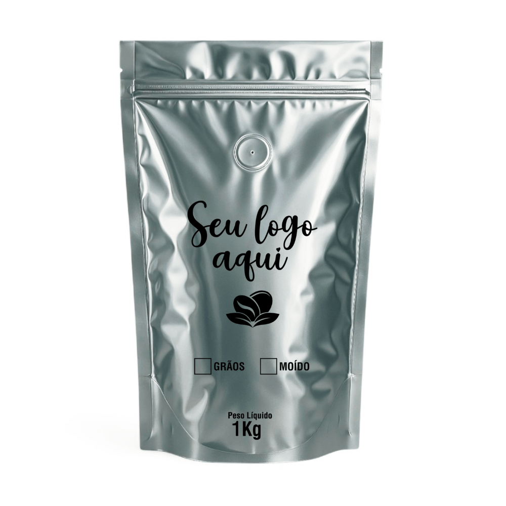 Embalagem para Café Stand Up Prata 1 Kg Personalizado