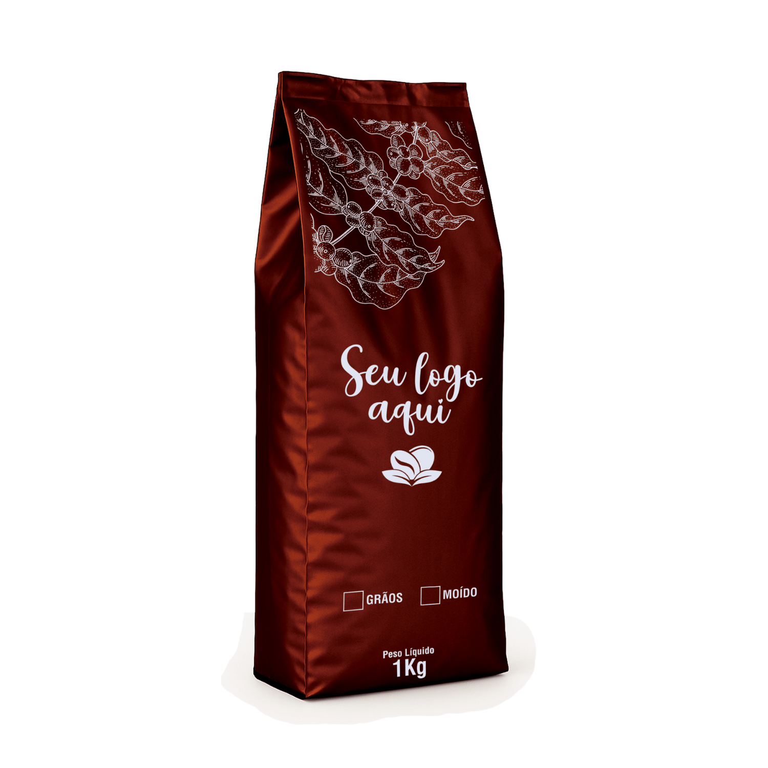 Embalagem para Café 1Kg Marrom Fosco Sanfonada Personalizada