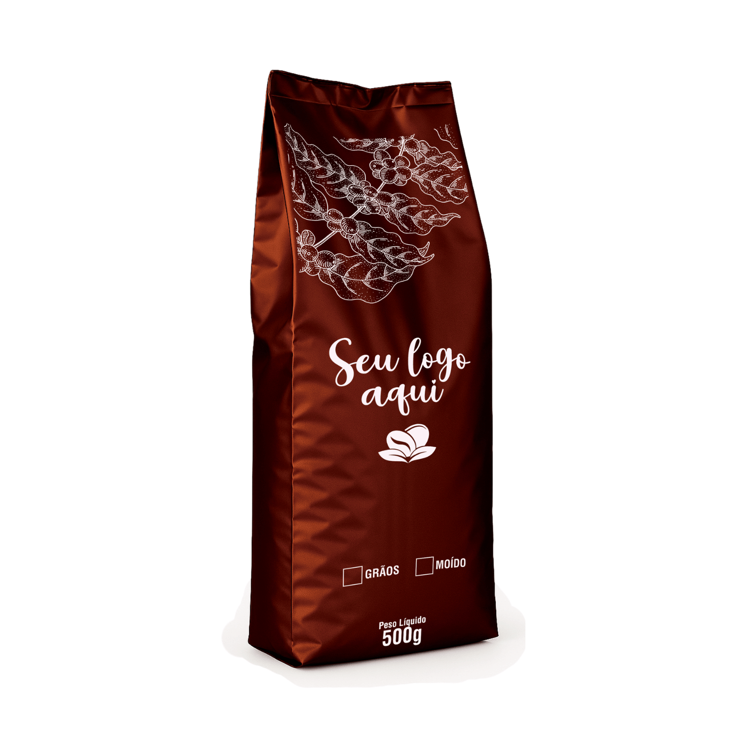Embalagem para Café 500g Marrom Fosco Sanfonada Personalizada