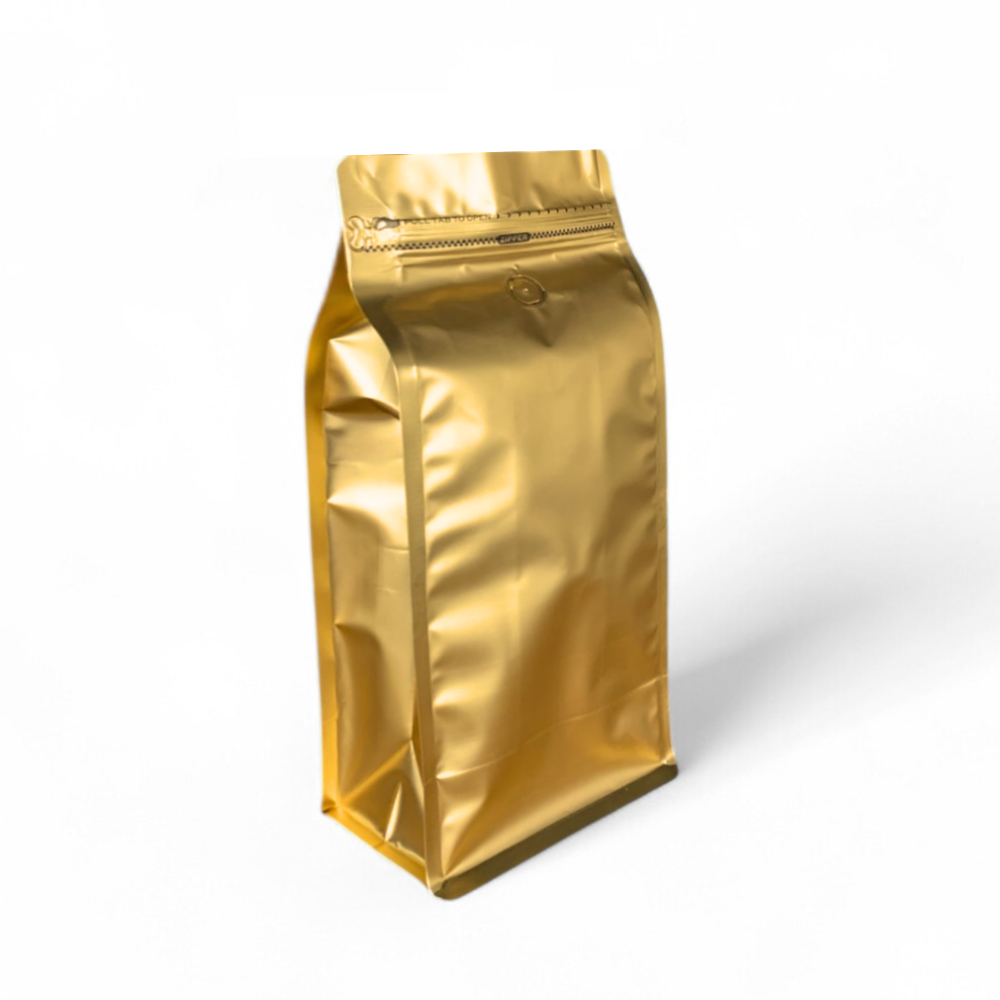Embalagem para Café 1Kg Box Pouch Dourado com Zip Lock