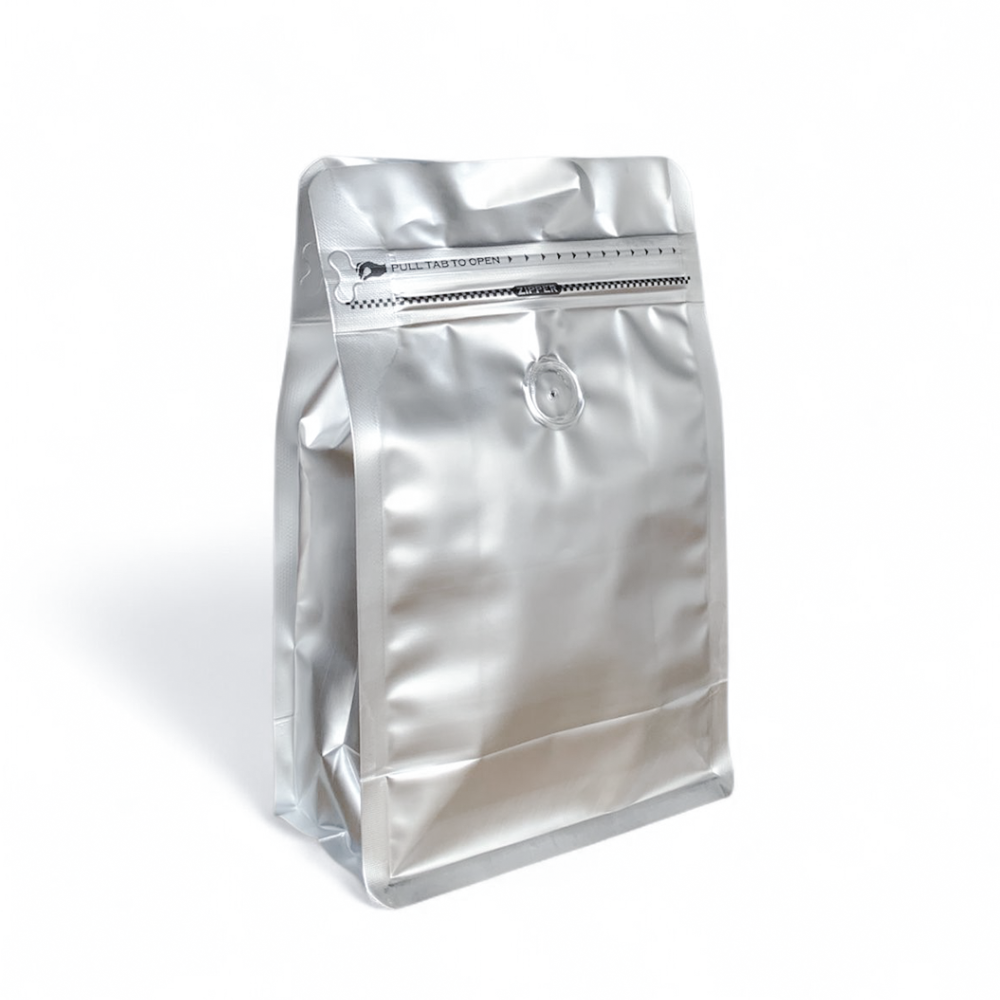 Embalagem para Café 250g Box Pouch Prata com Zip Lock