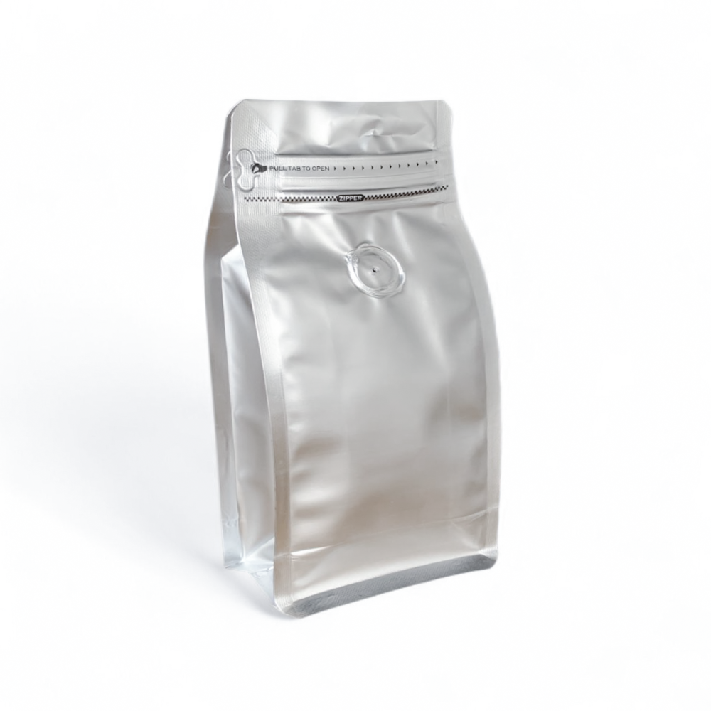Embalagem para Café 100g Box Pouch Prata com Zip Lock