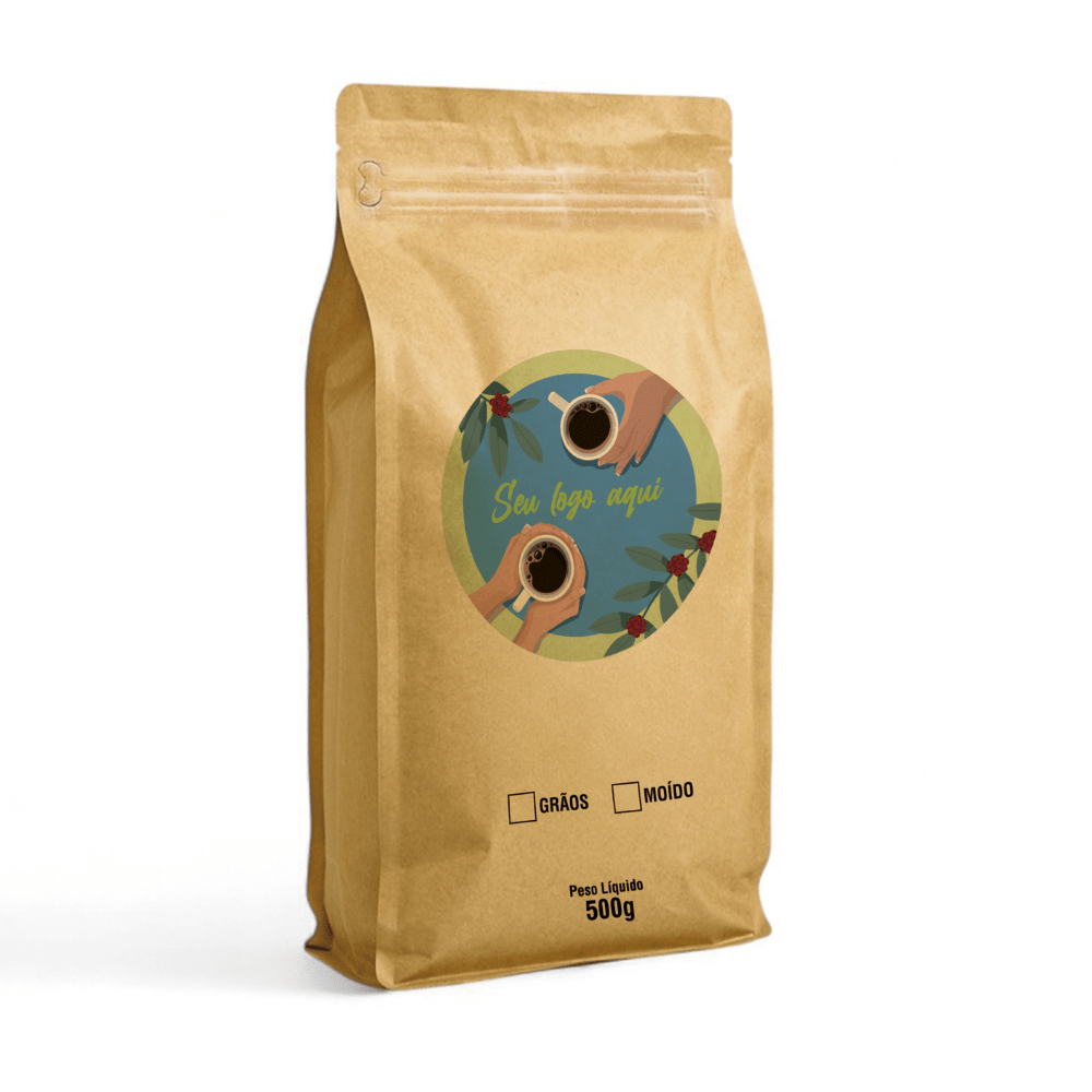 Embalagem para Café 500g Box Pouch Kraft com Impressão Digital