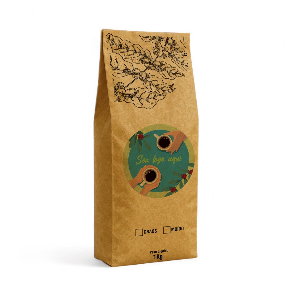 Embalagem para Café 1Kg Sanfonada Kraft com Impressão Digital
