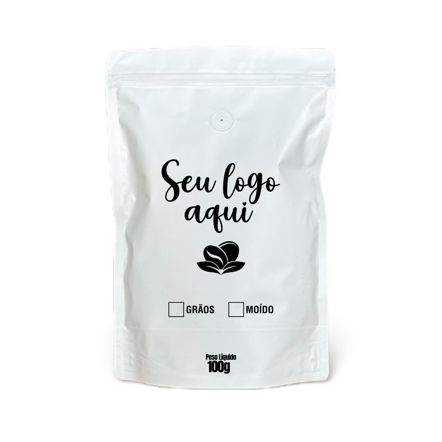 Embalagem para Café Stand Up Branco Fosco 100g Personalizada