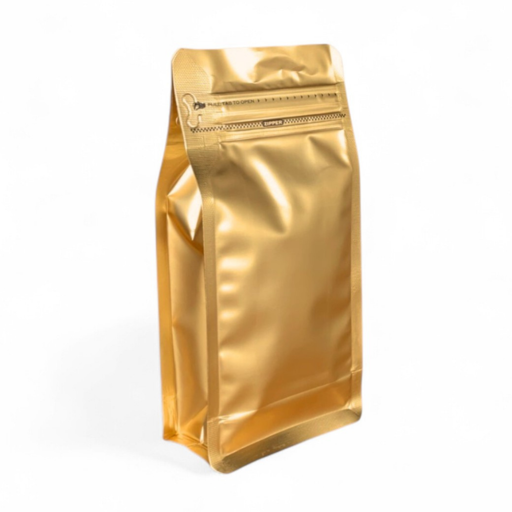 Embalagem Box Pouch Dourado 9x18+5 com Zip Lock