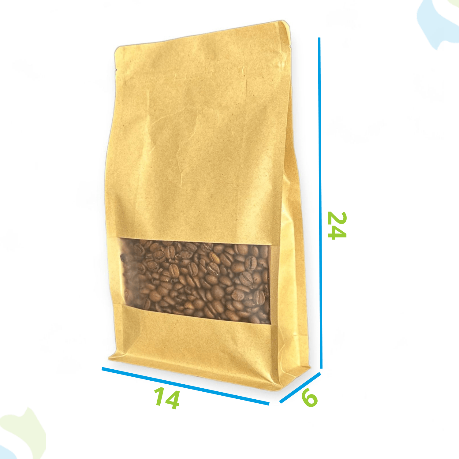 Embalagem Box Pouch Kraft com Janela 14x24+6 com Zip Lock