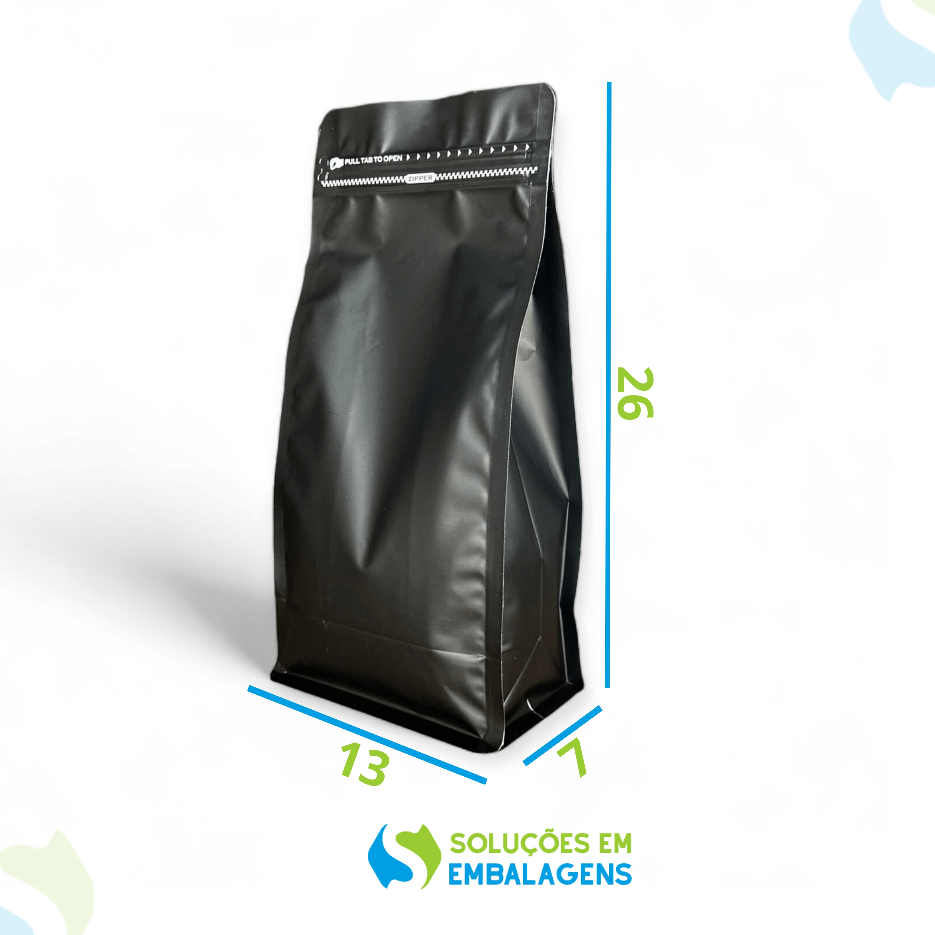 Embalagem Box Pouch Preta 13x26,5+7,5 com Zip Lock - Soluções em