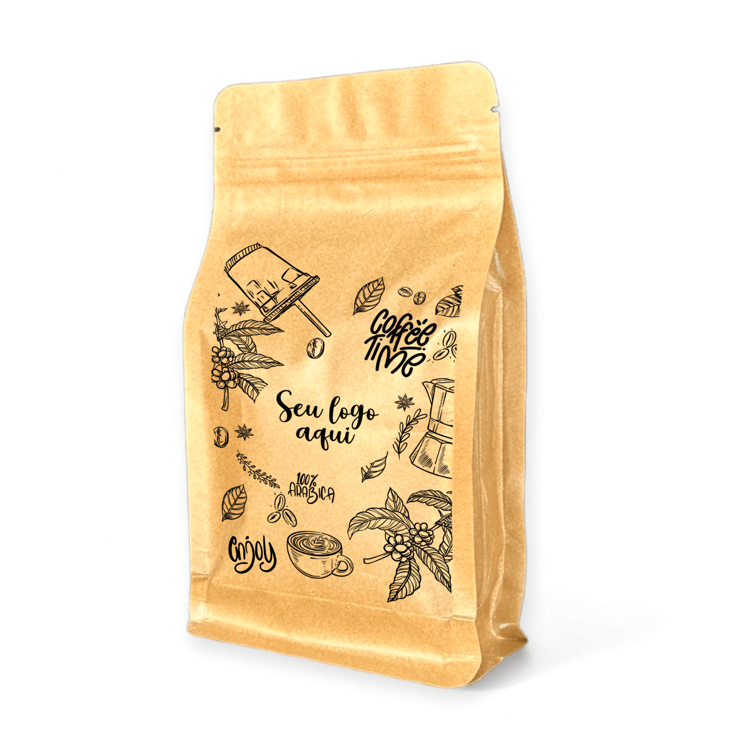 Embalagem Box Pouch Kraft 12x22+6 com Zip Lock Personalizada  