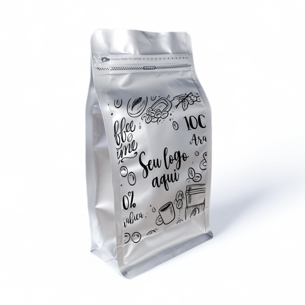Embalagem Box Pouch Prata 13x26+7 com Zip Lock Personalizado