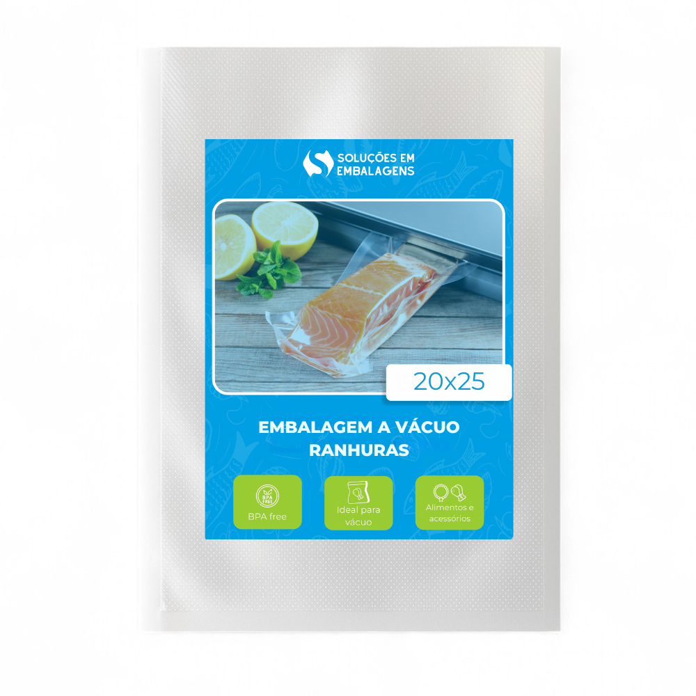 Embalagem Saco á Vácuo Ranhuras 20x25