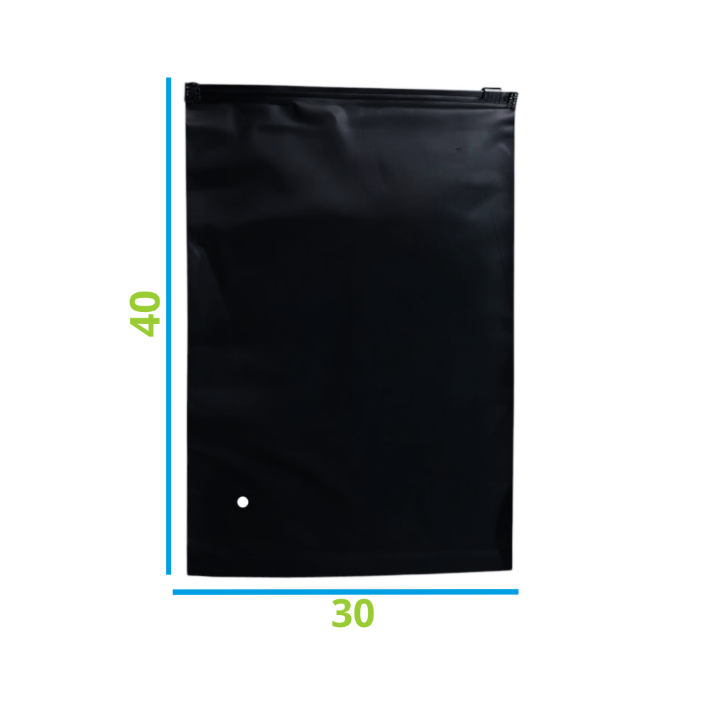 Saquinho Shein Preto Fosco 30x40 com Zip Trilho