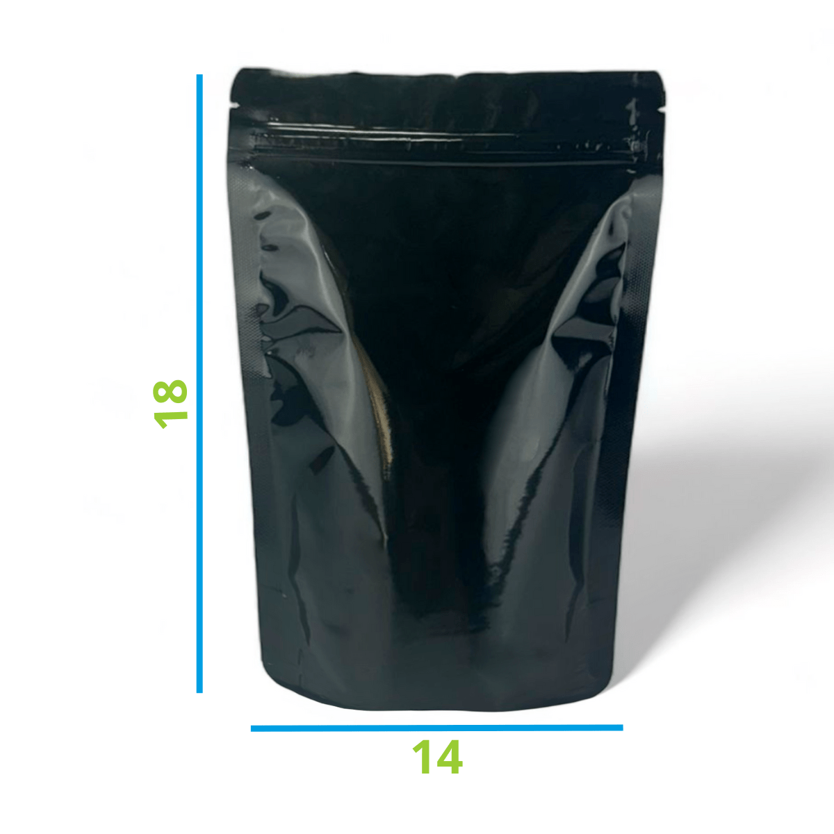 Saco Stand up Preto Brilhante 14x18 Com Zip Lock 