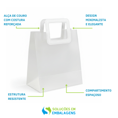 Sacolas para Presente Transparente Fosca com Alça Quadrada de Couro