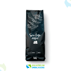 Embalagem para Café 500g Preto Fosco em Grão Sanfonada Personalizada  