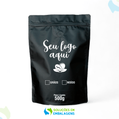 Embalagem para Café Stand Up Preto 500g Moído Personalizado