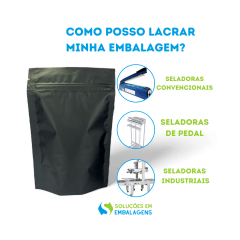 Saco Stand Up Preto Fosco 14x22 Com Zip Lock 