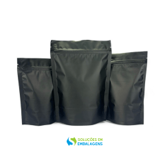 Saco Stand Up Preto Fosco 14x22 Com Zip Lock 