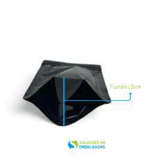 Saco Stand up Preto Brilhante 14x18 Com Zip Lock 