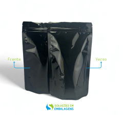 Saco Stand up Preto Brilhante 14x18 Com Zip Lock 