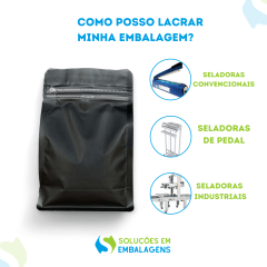 Embalagem para Café 250g Box Pouch Preto Fosco com Zip Lock