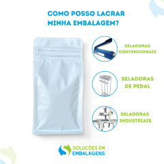Embalagem para Café 100g Box Pouch Branco Fosco com Zip Lock