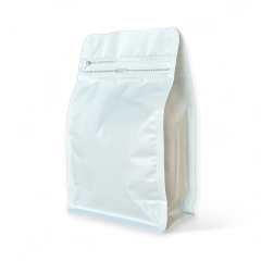 Embalagem para Café 250g Box Pouch Branco Fosco com Zip lock
