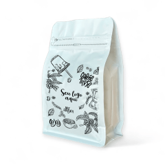 Embalagem para Café 250g Box Pouch Branco Fosco Personalizada 