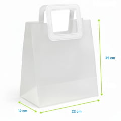 Sacolas para Presente Transparente Fosca com Alça Quadrada de Couro