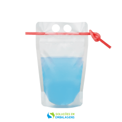 Saco Stand Up para Drinks com Canudo 350ml