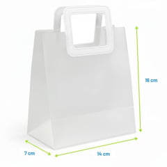 Sacolas para Presente Transparente Fosca com Alça Quadrada de Couro