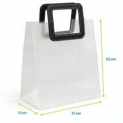 Sacolas para Presente Transparente Fosca com Alça Quadrada de Couro