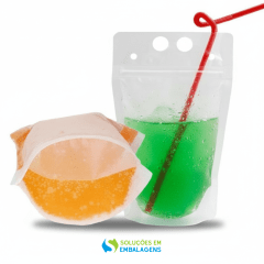 Saco Stand Up para Drinks com Canudo 350ml