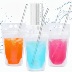 Saco Stand Up para Drinks com Canudo 500ml