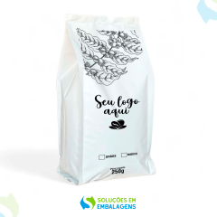 Embalagem para Café 250g Branco Moído 4 Soldas Personalizado  