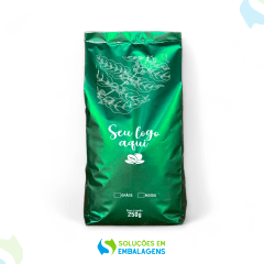 Embalagem para Café 250g Verde Fosco Moído Sanfonada Personalizada