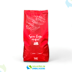 Embalagem para Café 250g Vermelho Fosco Moído Sanfonada Personalizada 