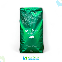 Embalagem para Café 500g Verde Fosco Moído Sanfonada Personalizada 