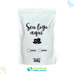 Embalagem para Café Stand Up Branco 500g Moído Personalizado 