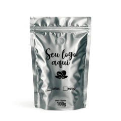 Embalagem para Café Stand Up Prata 100g Personalizado 