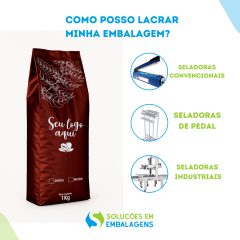 Embalagem para Café 1Kg Marrom Fosco Sanfonada Personalizada