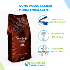 Embalagem para Café 250g Marrom Fosco Sanfonada Personalizada
