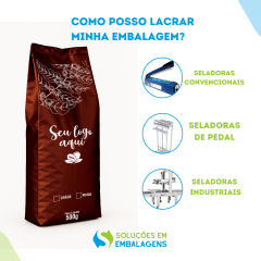 Embalagem para Café 500g Marrom Fosco Sanfonada Personalizada
