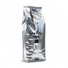 Embalagem para Café Moído 500g Prata Sanfonada Personalizado 